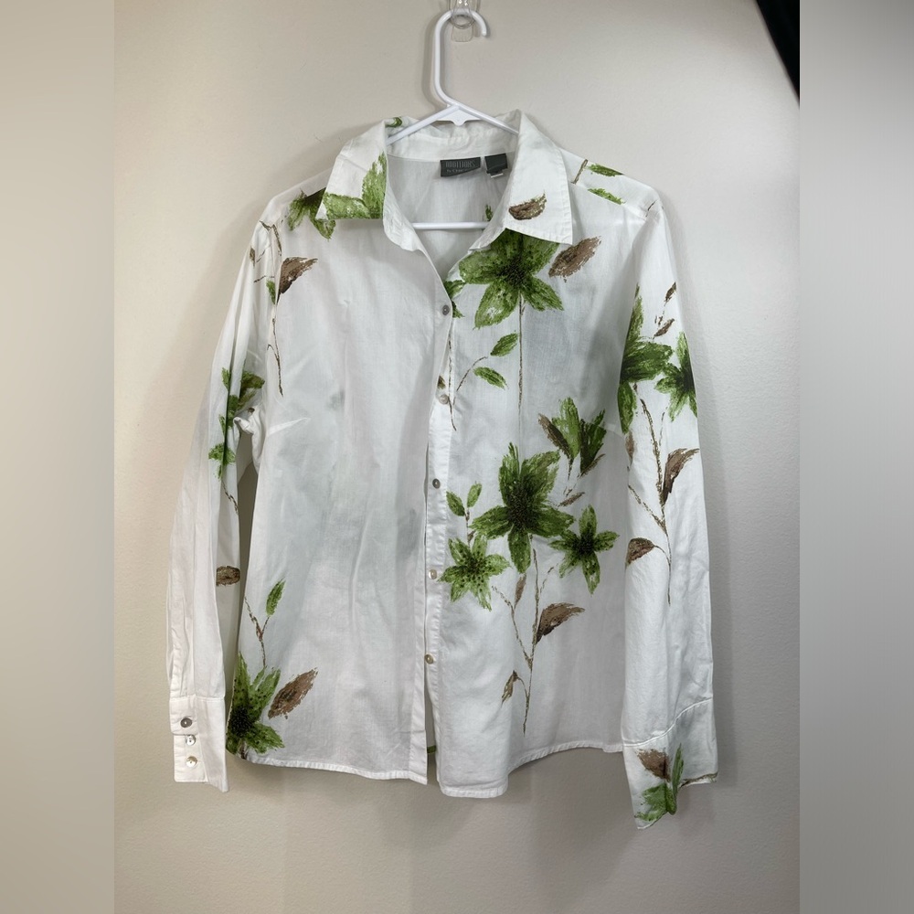 Floral Button-Up Shirt Cotton Women's Additions by Chico's Size 3